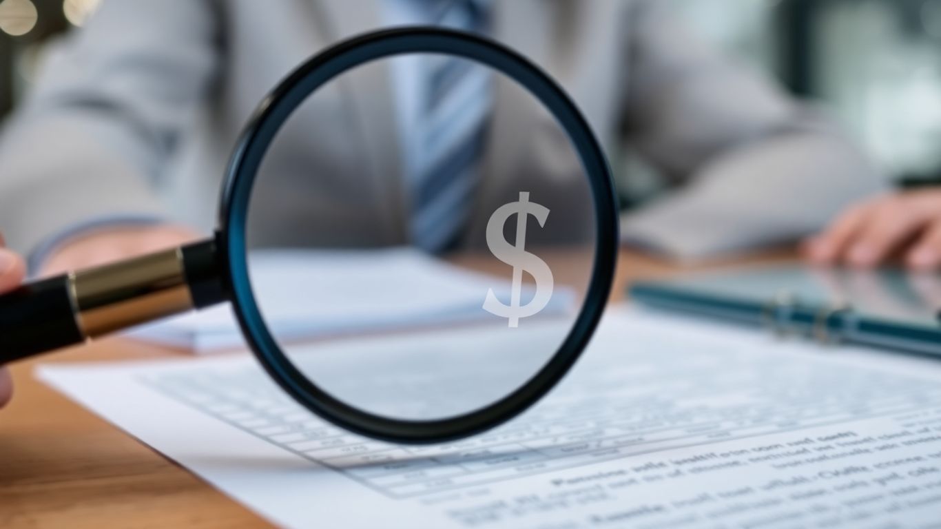 Magnifying glass over financial document, FINTRAC compliance.