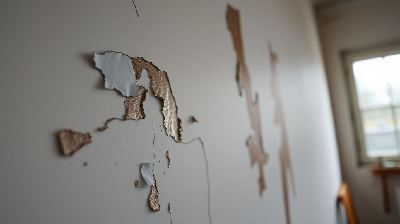 Peeling paint on a wall indicating interior painting needs.