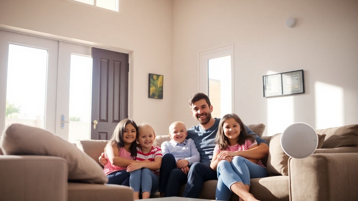 Familia protegida en su hogar seguro.
