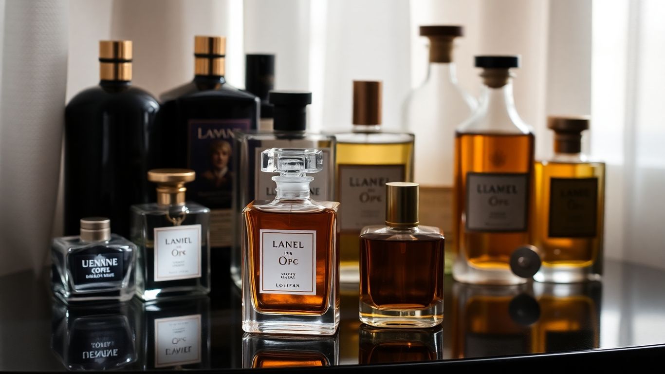 Elegant perfume bottles in soft light.
