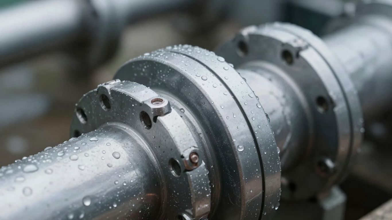 Industrial seal with water droplets, clean and intact.