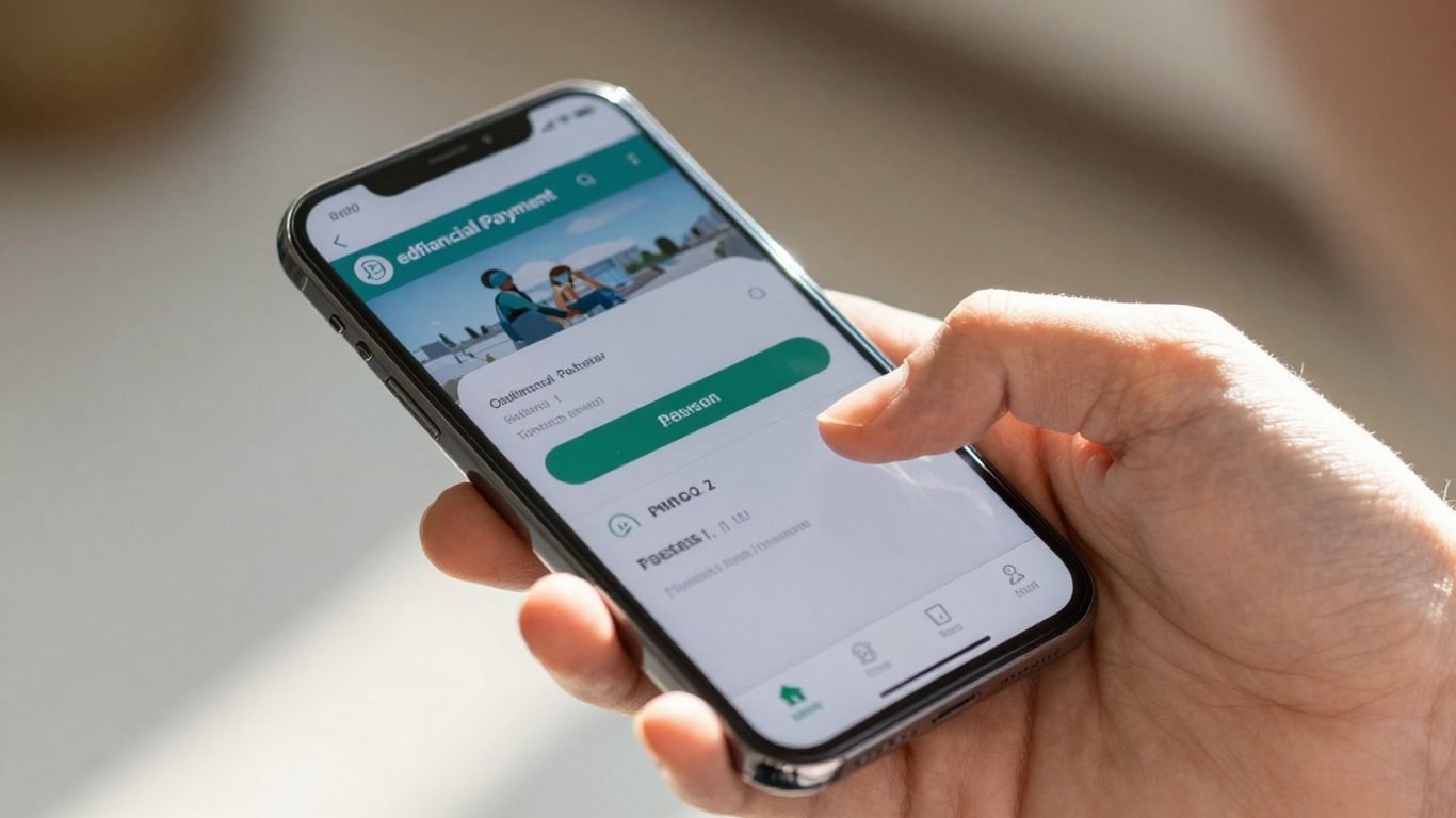 Student making an edfinancial loan payment on a smartphone.