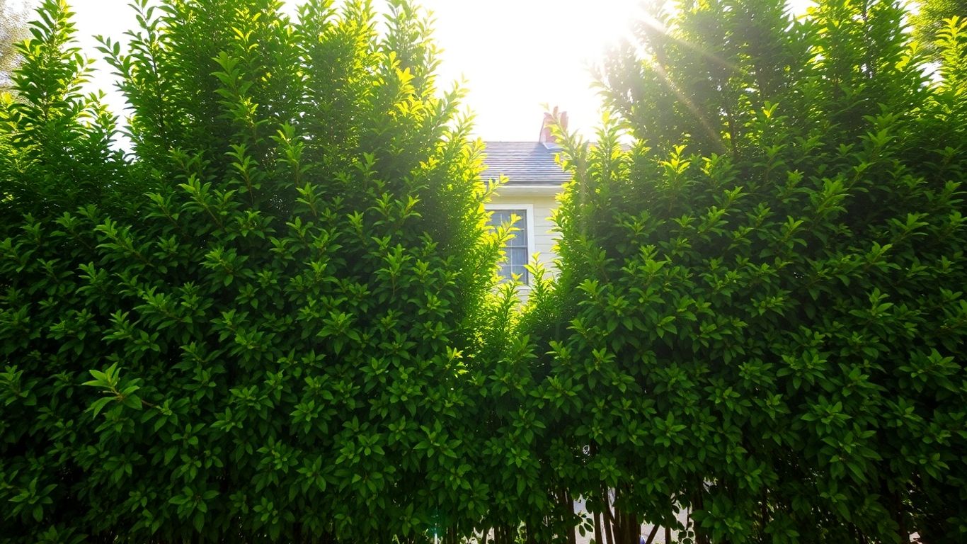 Fast growing privacy trees in a yard.