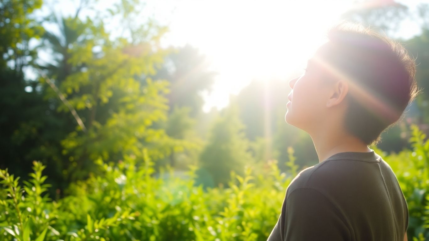 Person looking towards a bright, inspiring horizon.