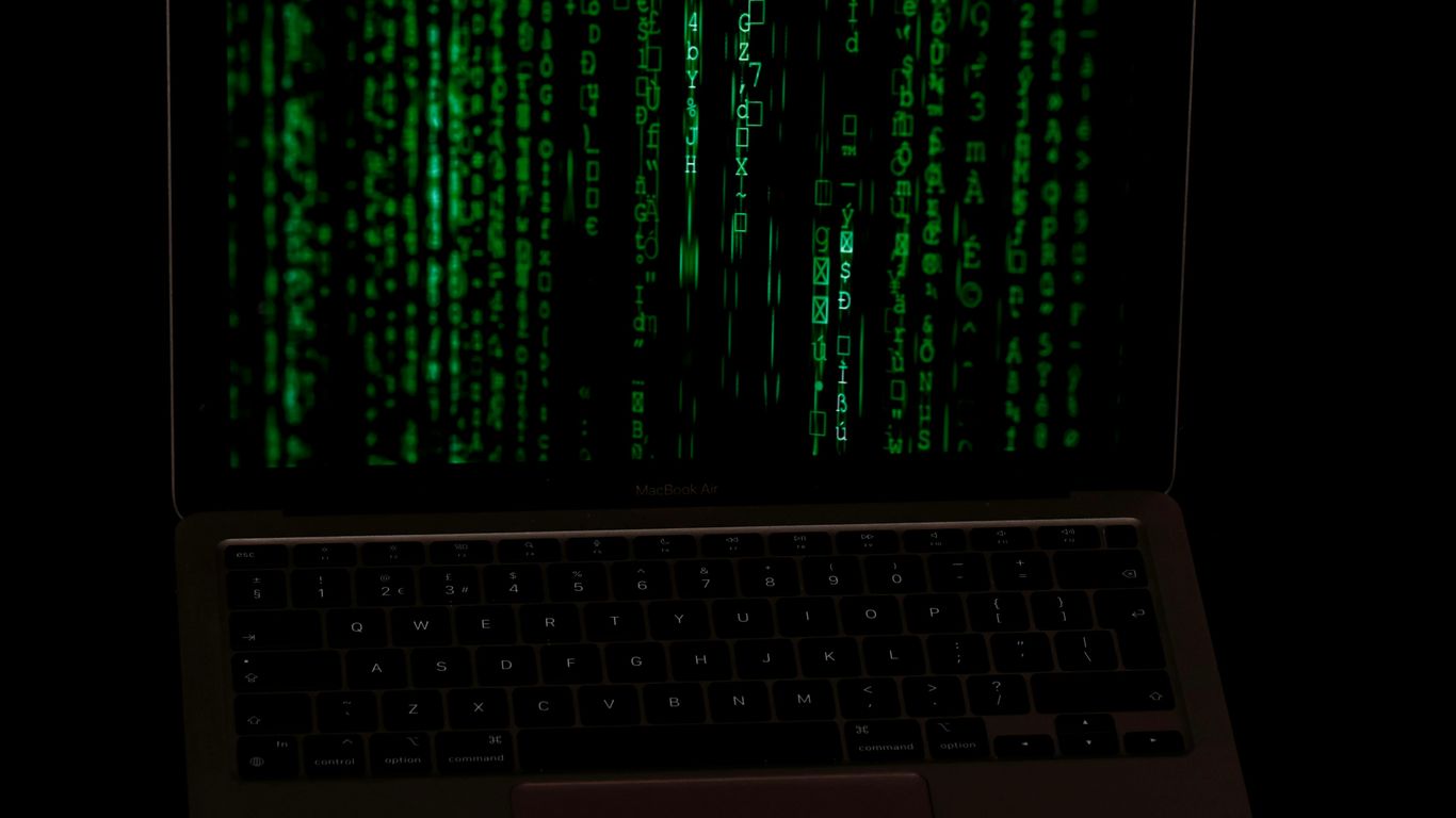 a laptop with a green screen