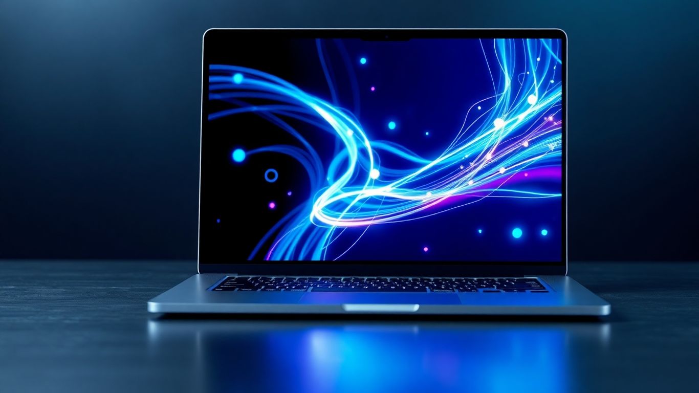 Abstract digital art on a laptop screen