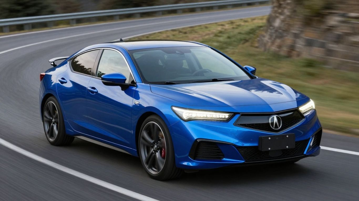 Modern Acura RSX electric car driving on a road.