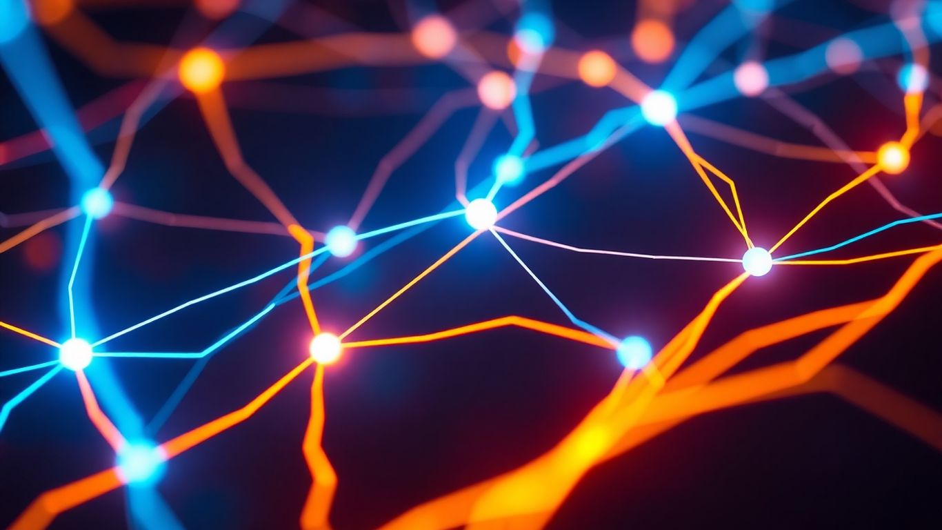 Digital network with glowing interconnected lines