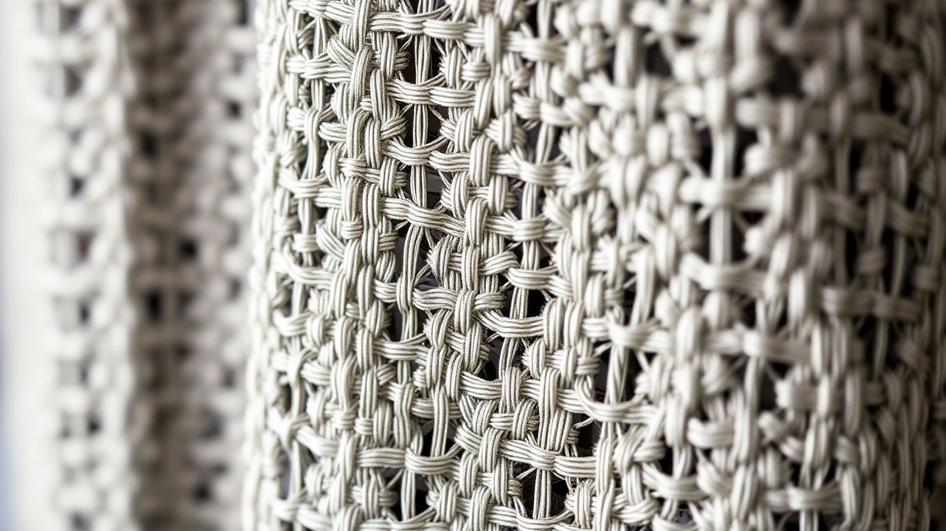 Close-up of innovative fabric weave with subtle sheen.
