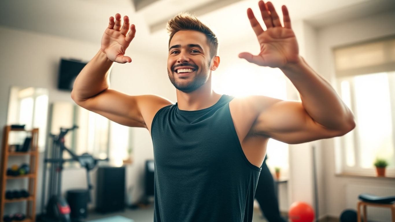 Online fitness trainer leading a virtual workout session.