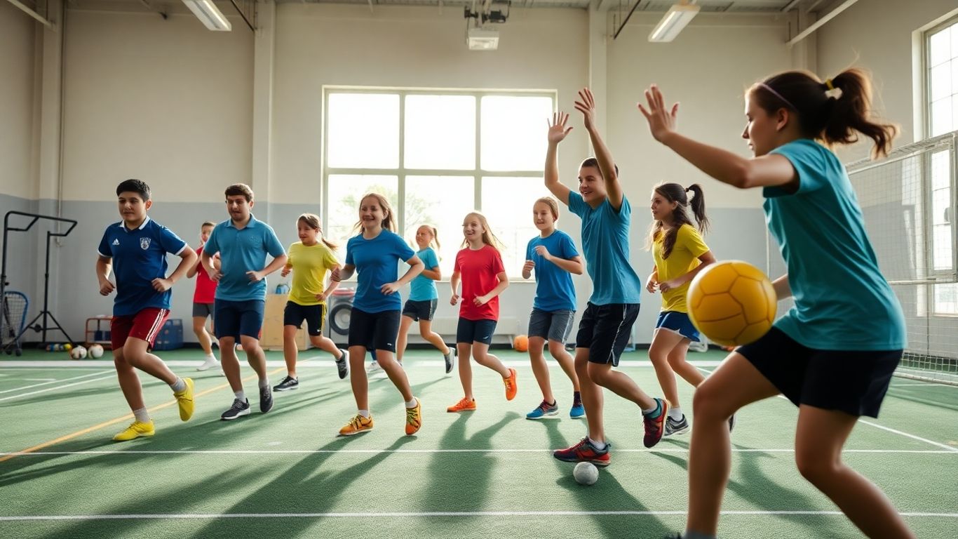Schüler beim Aufwärmen im Sportunterricht
