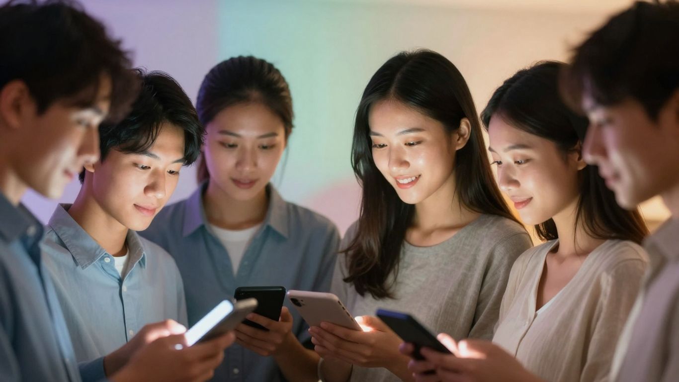 People using digital devices for mental health support.