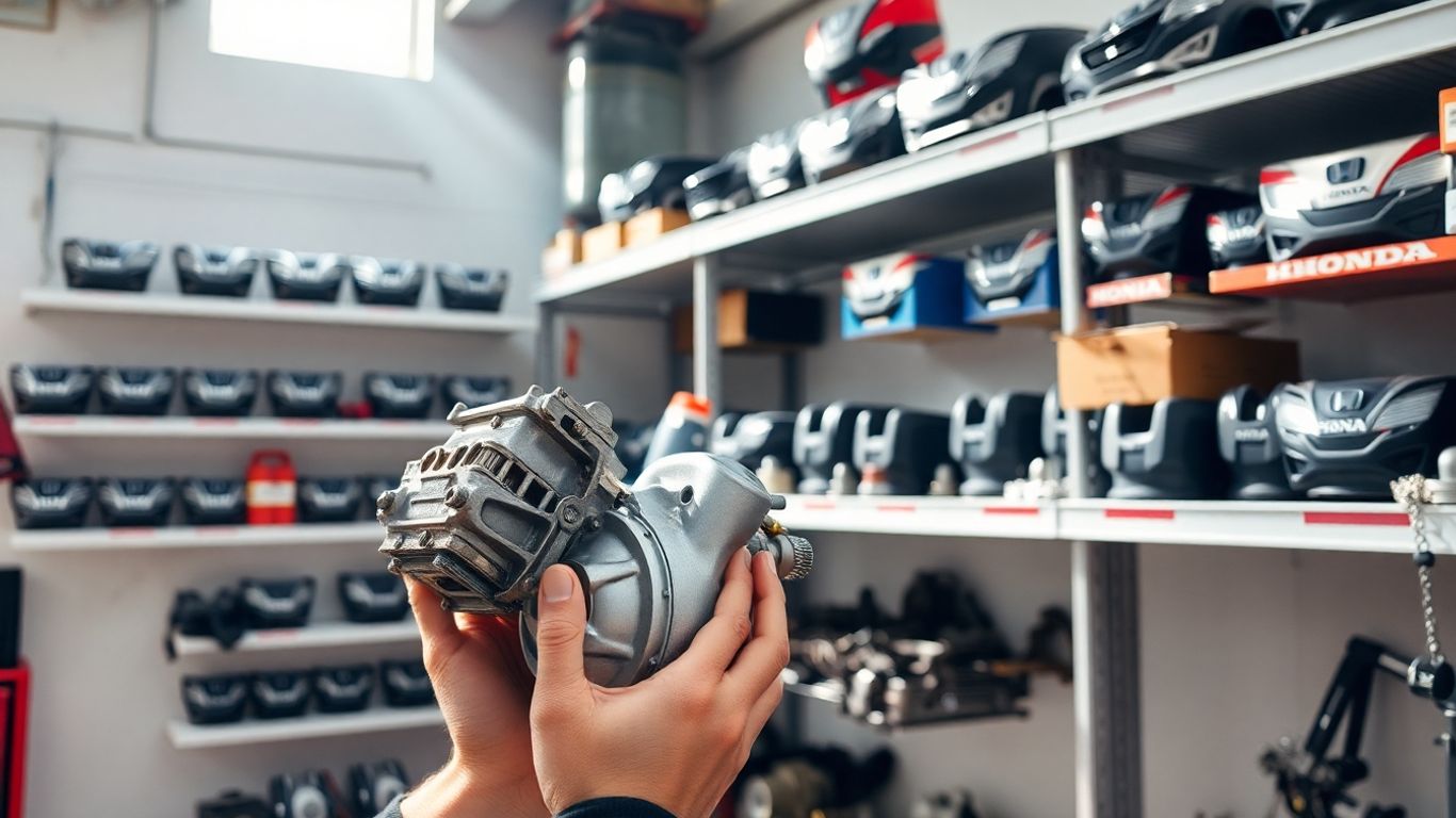 Honda car parts in a workshop