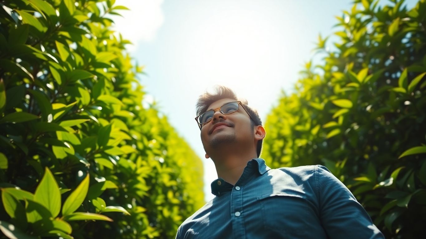 Person looking towards a bright, prosperous future path.