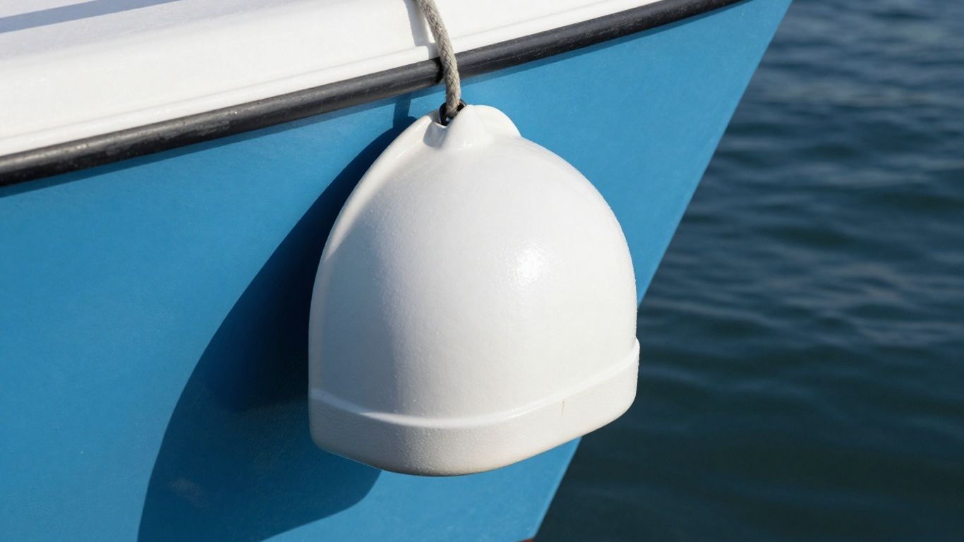 Stootkussen op een boot, klaar voor gebruik.