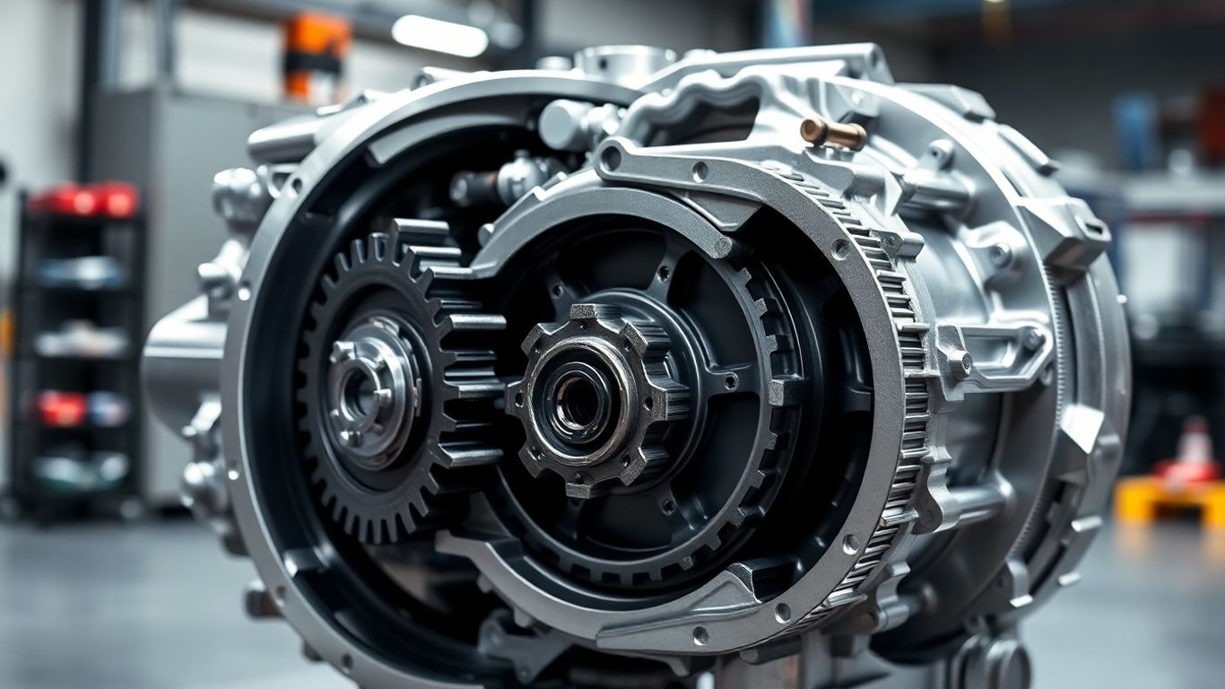 Close-up of a modern CVT transmission unit.