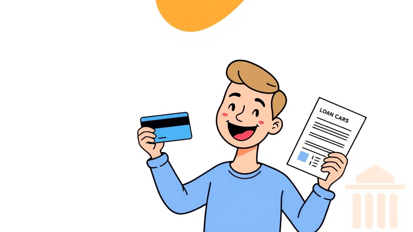 Person with credit card and loan document