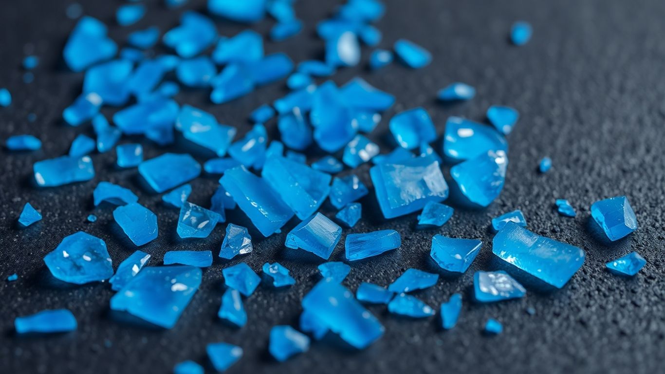 Blue crystalline shards on a dark surface