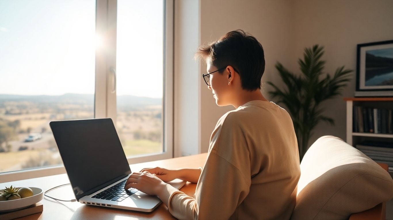 Person working remotely from home in Australia.