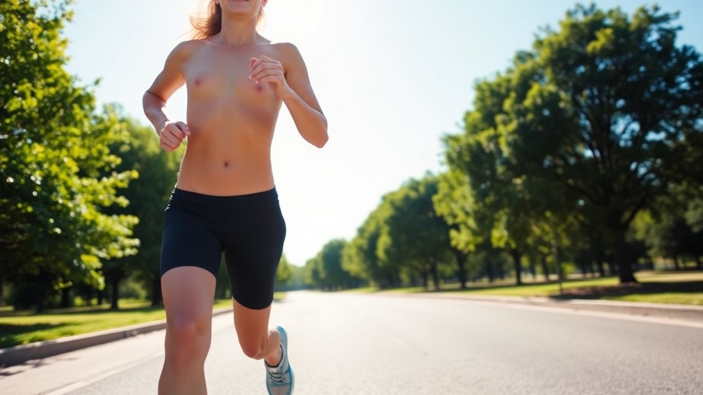 Person jogging outdoors in a park