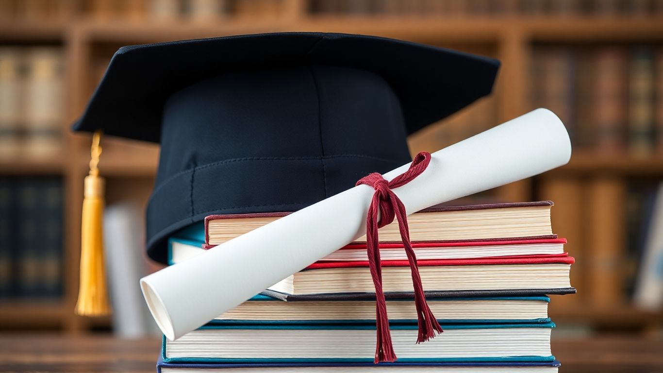 Diploma de Análise de Sistema em fundo acadêmico