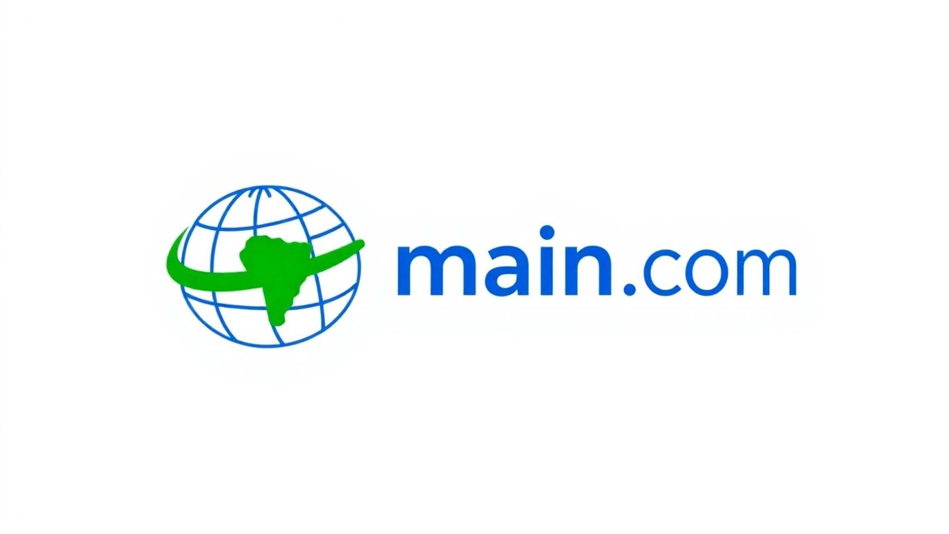 Domain.com logo with globe and swooping line.
