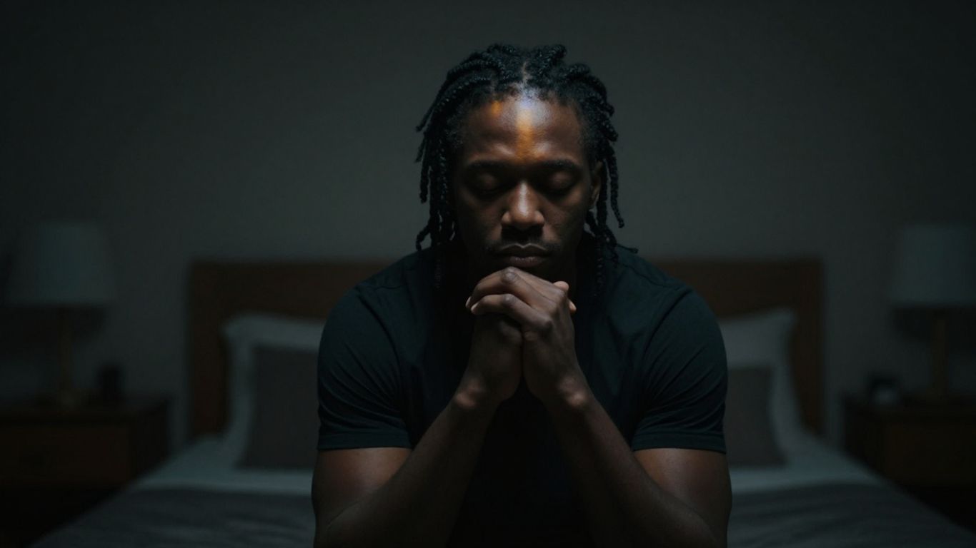 Kopf einer Person, die tief nachdenkt, um Sicherheit zu finden.