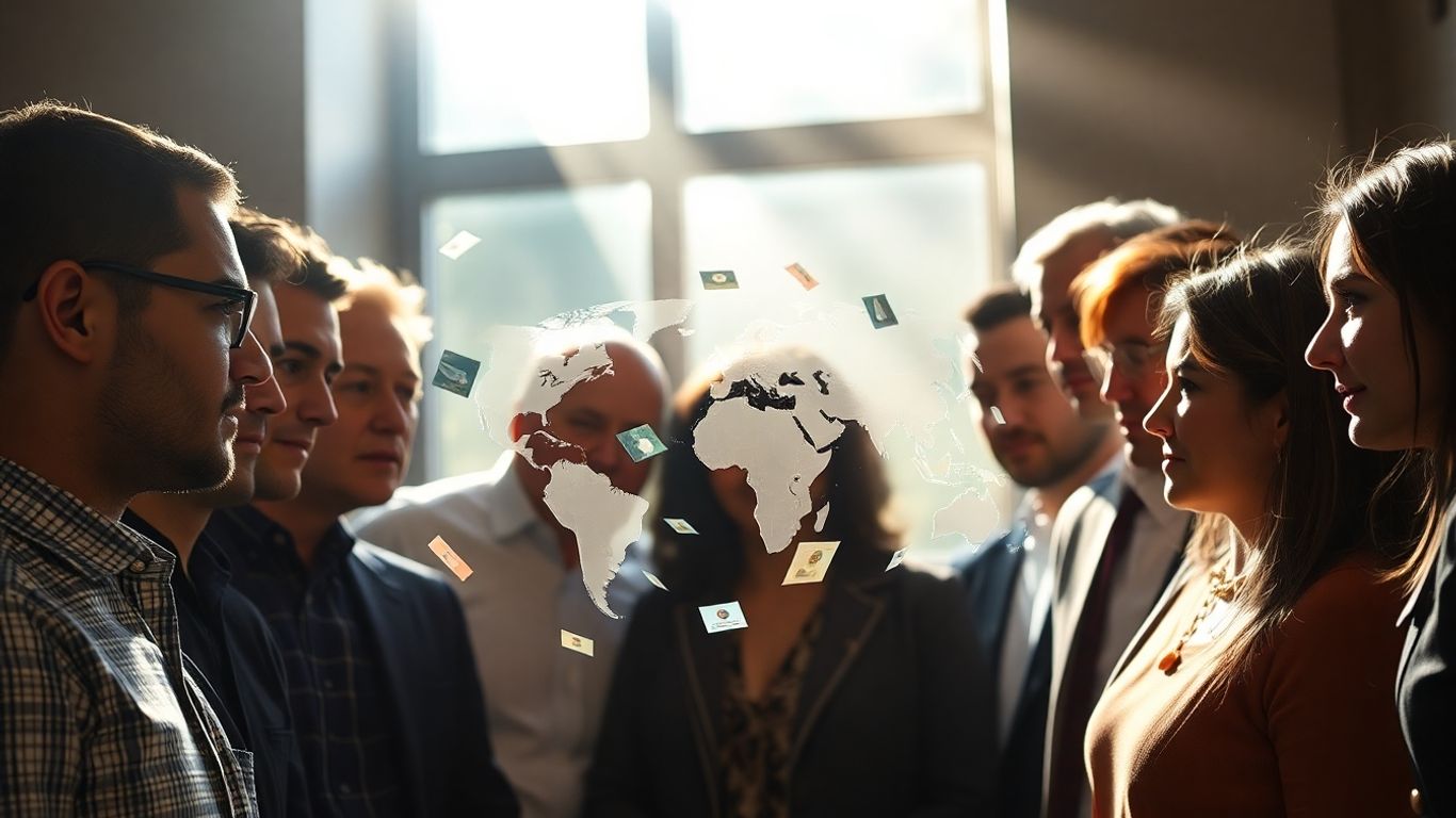 Forex trading concept with diverse traders.