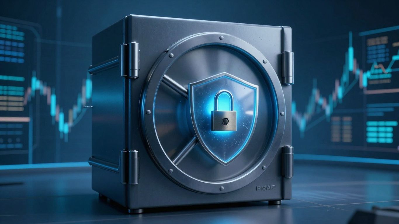 Secure digital vault protecting financial data and insurance solvency.