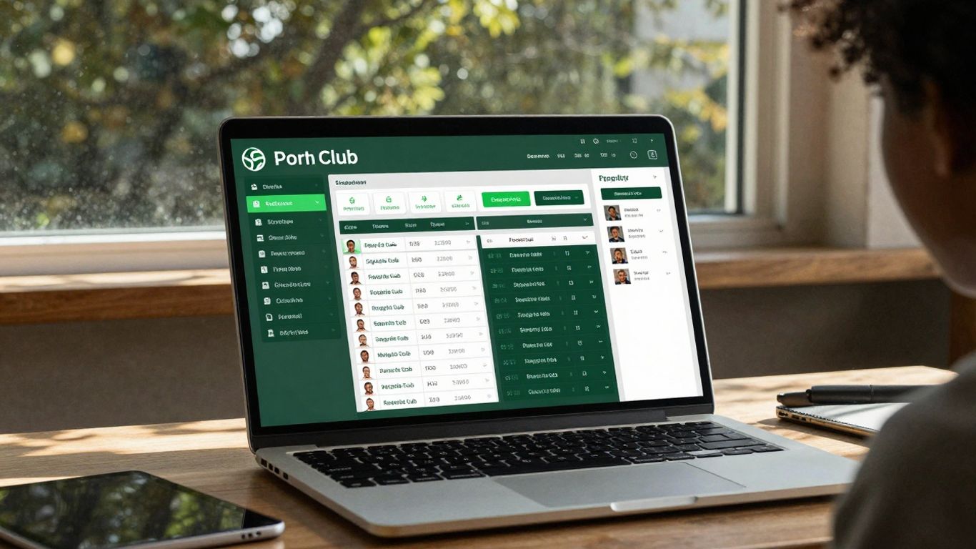 SportEasy software interface on a laptop.