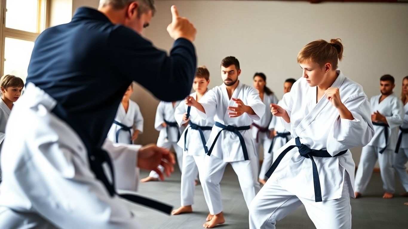 Karate students training at North Bondi Dojo