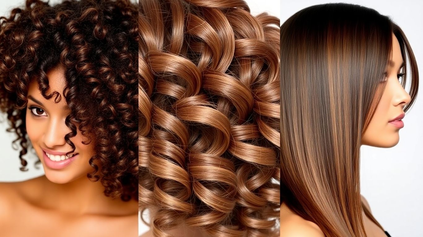 Three hair types: curly, wavy, and straight.