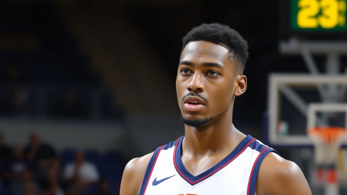 Joueur de basket [Emanuel Emegha] sur le terrain.