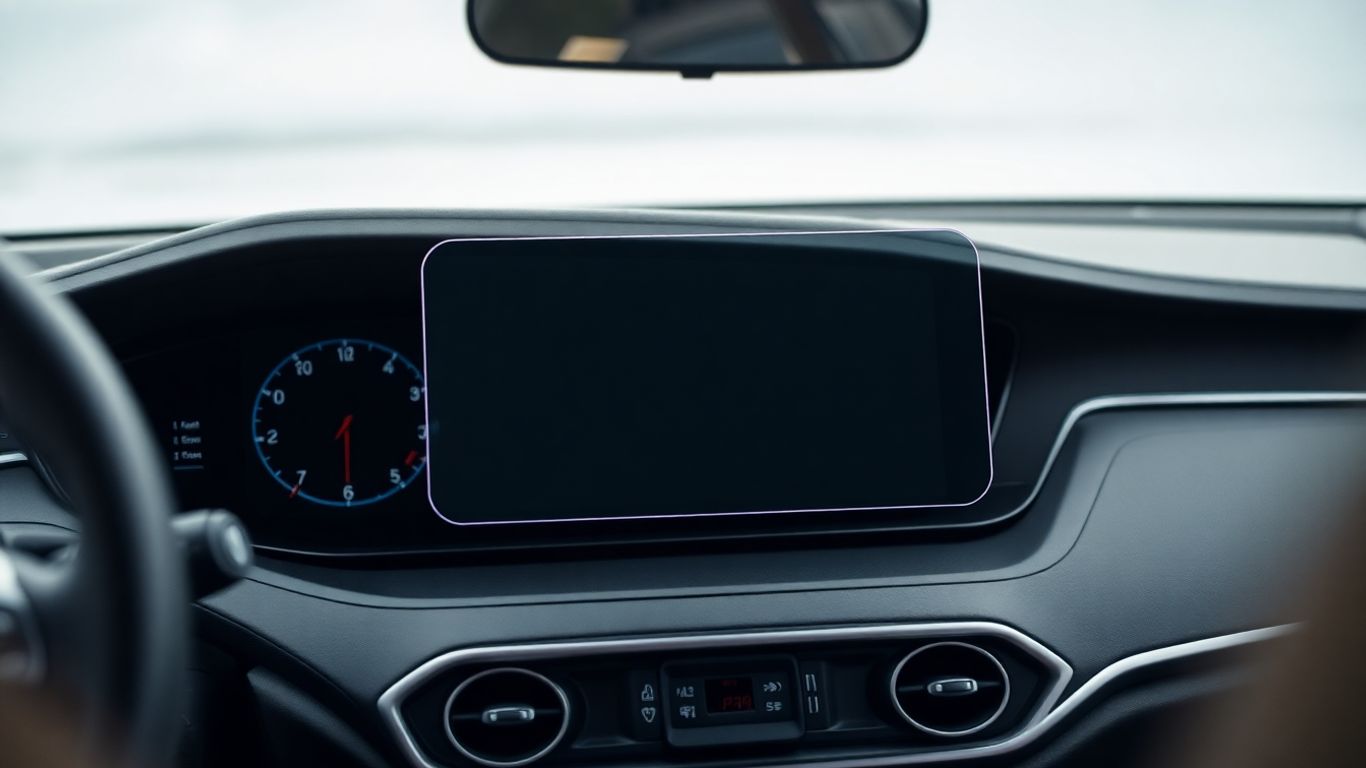 Tesla dashboard with screen protector