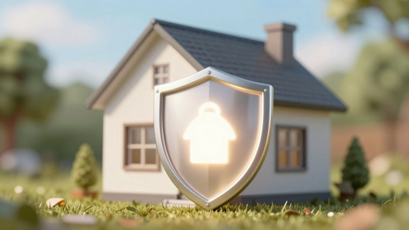 Casa protegida por un escudo de seguro.
