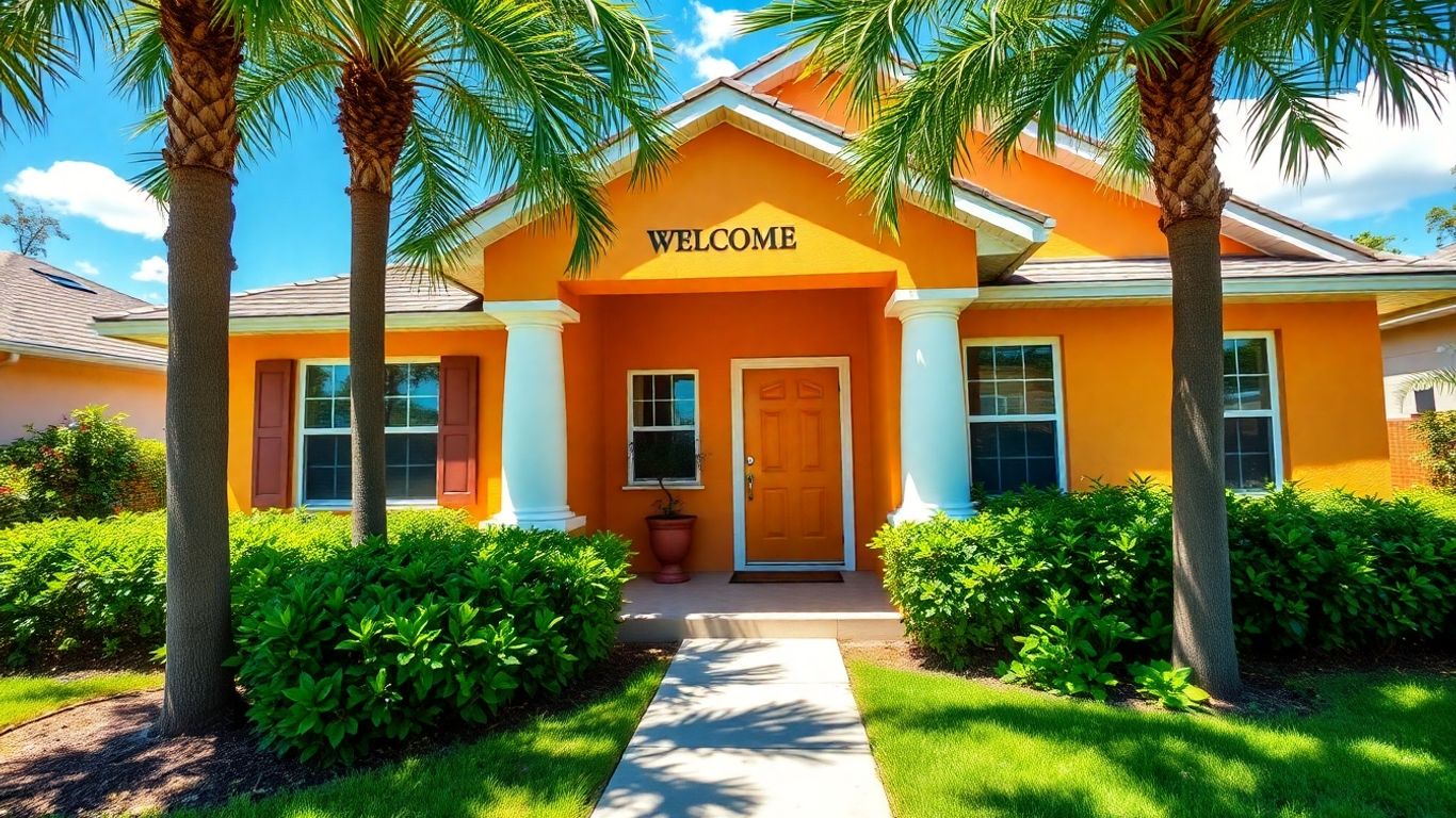 Orlando home exterior with fresh paint and landscaping.