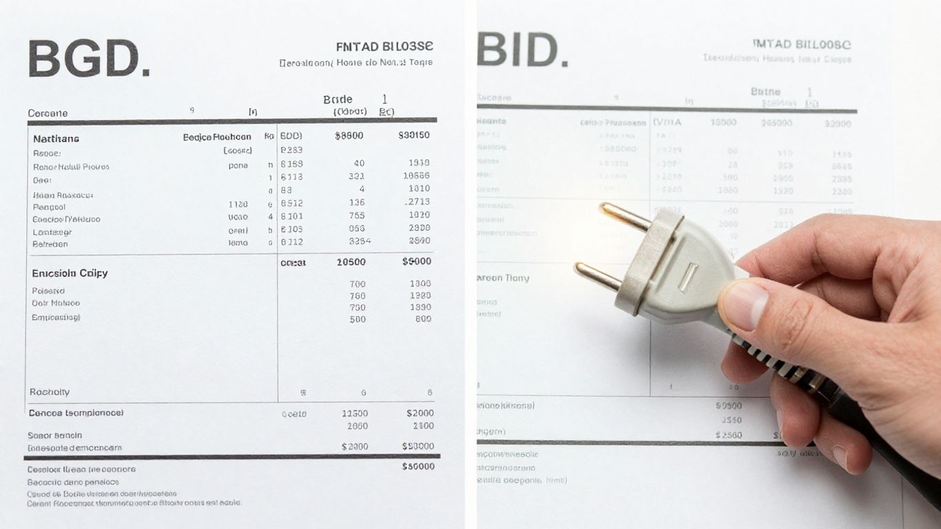 Facture d'électricité avec deux options de prix.