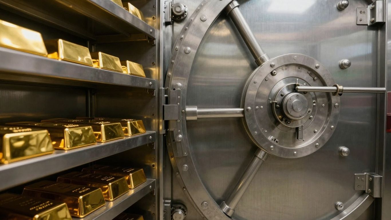 将金条安全存放在保险箱中。