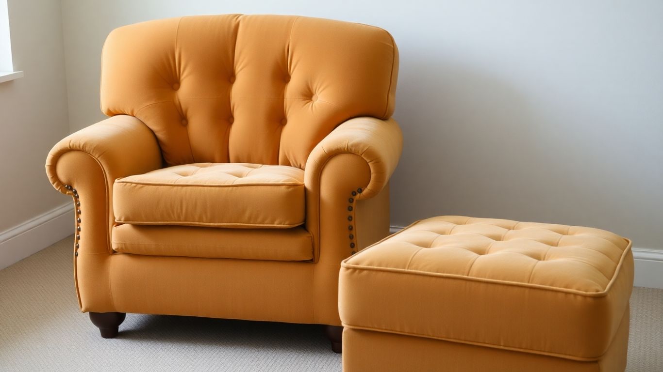 Plush overstuffed armchair with matching ottoman for ultimate comfort.