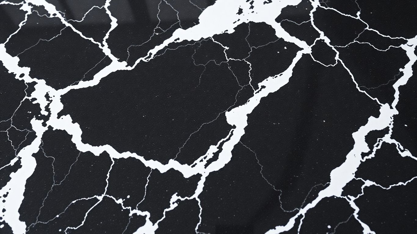 Polished black and white Nero Marquina marble slab