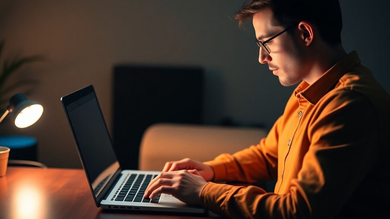 Person working on laptop, earning money online in Australia.