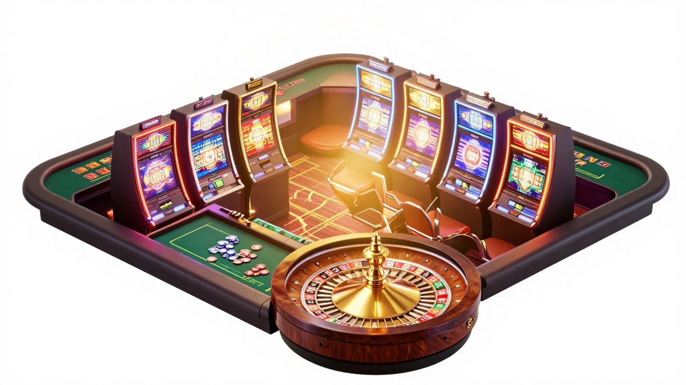 Löwen Play Casino mit Spielautomaten und Roulettetisch