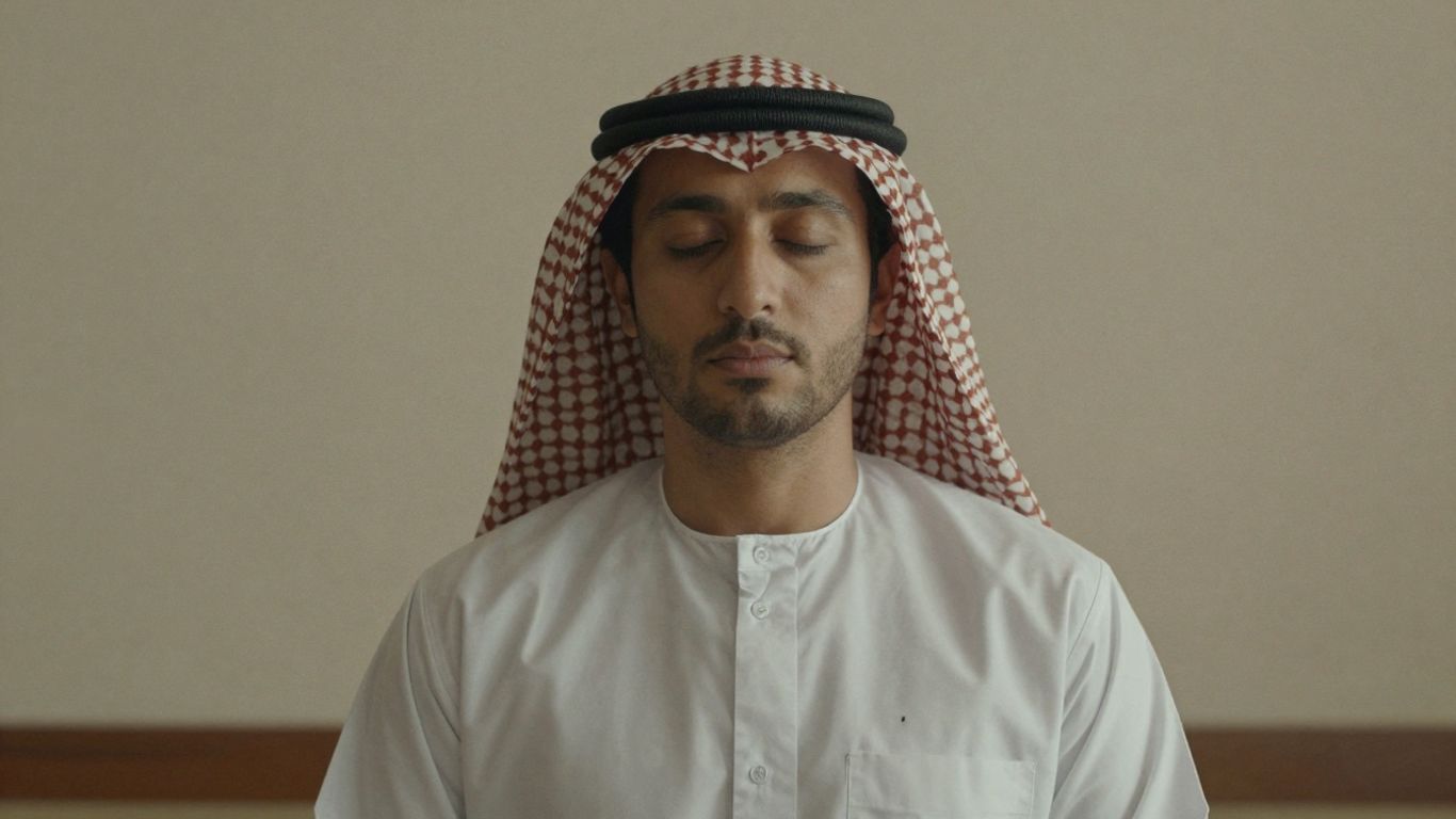 Person practicing mindful breathing and posture for state change.