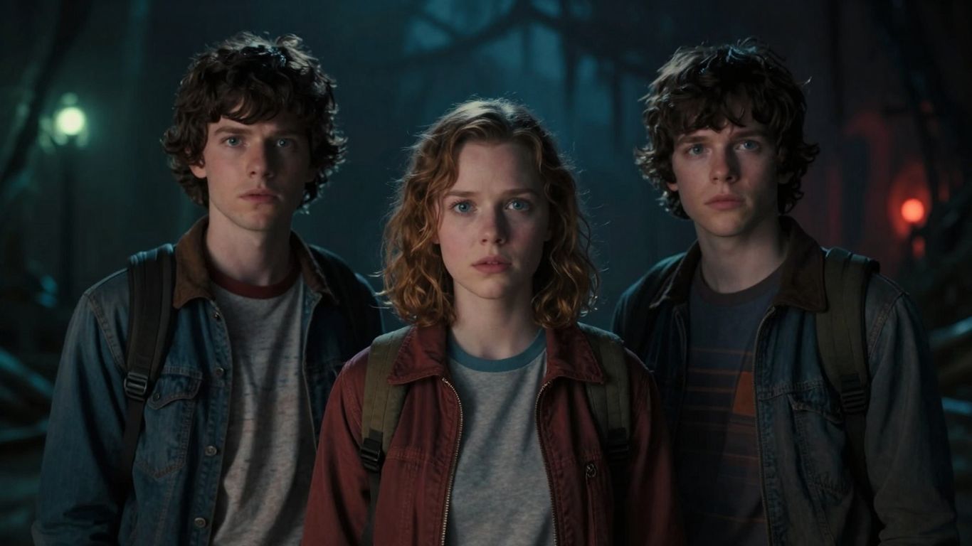 Stranger Things cast in a dramatic, atmospheric scene.