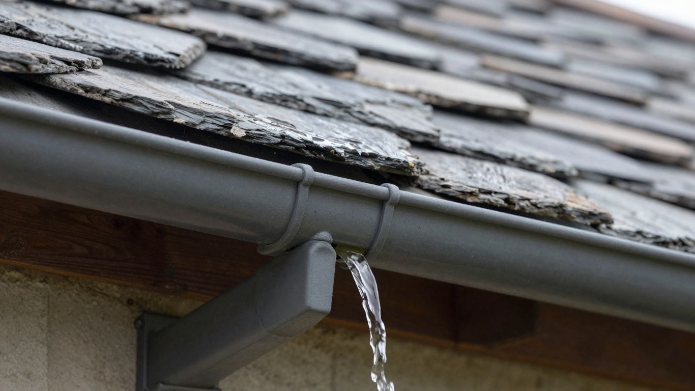 Clean gutters on a slate roof, ready for winter.