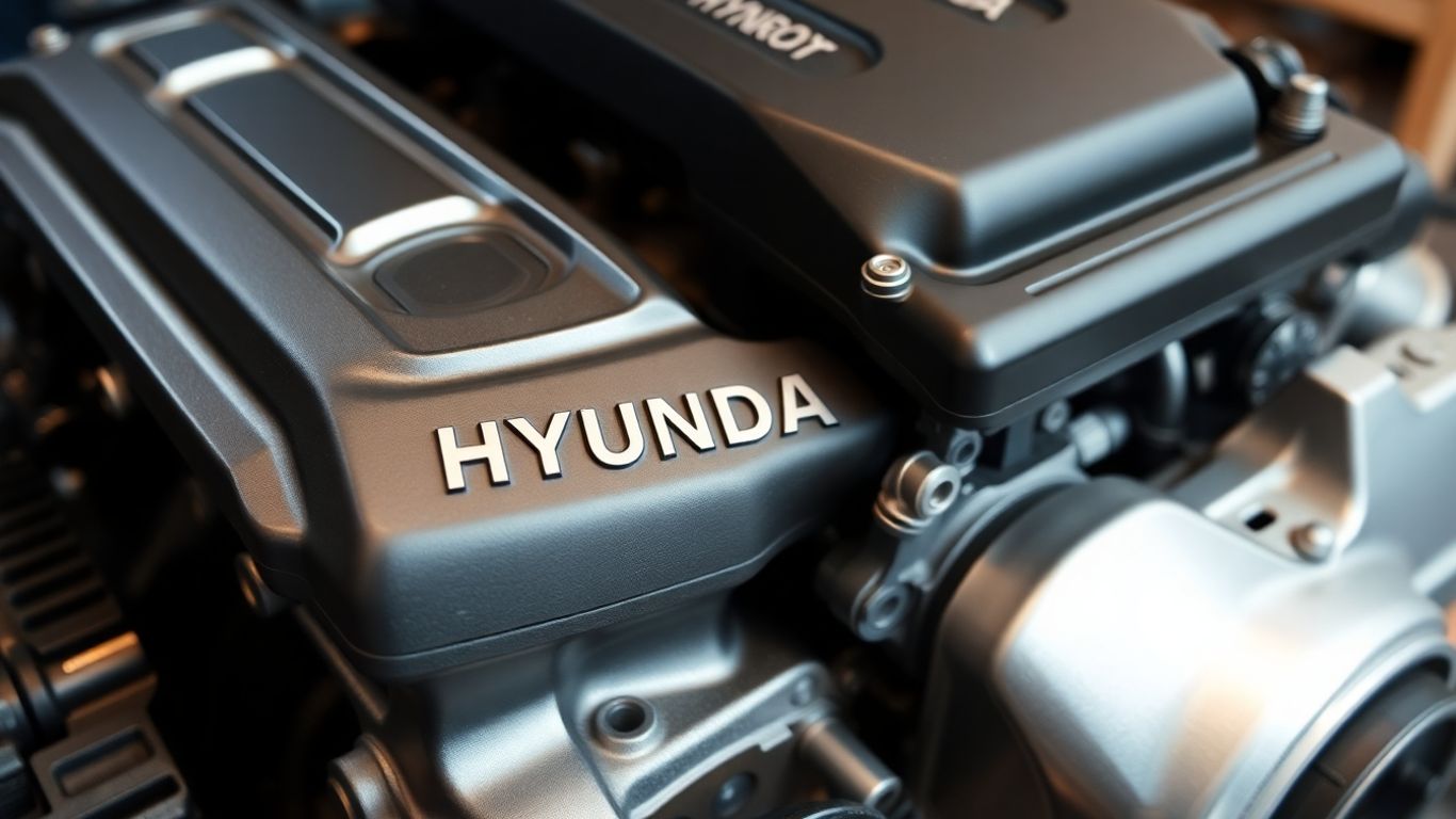 Hyundai engine block with mechanical components