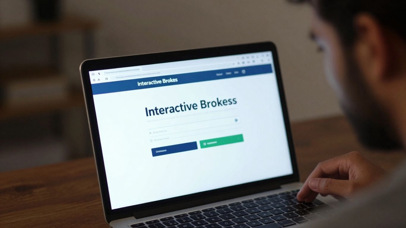 Person frustrated with Interactive Brokers login screen on laptop.