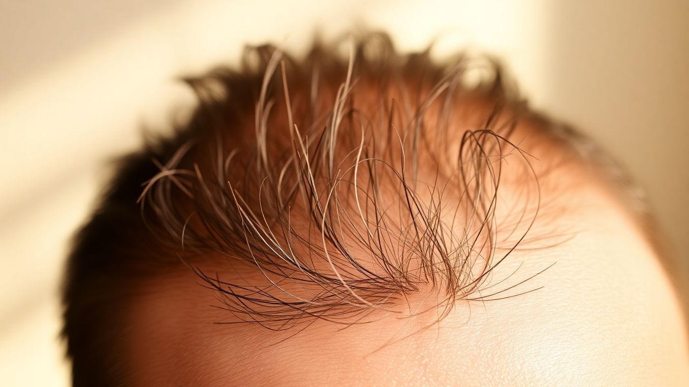 Scalp with new hair growth after minoxidil treatment.