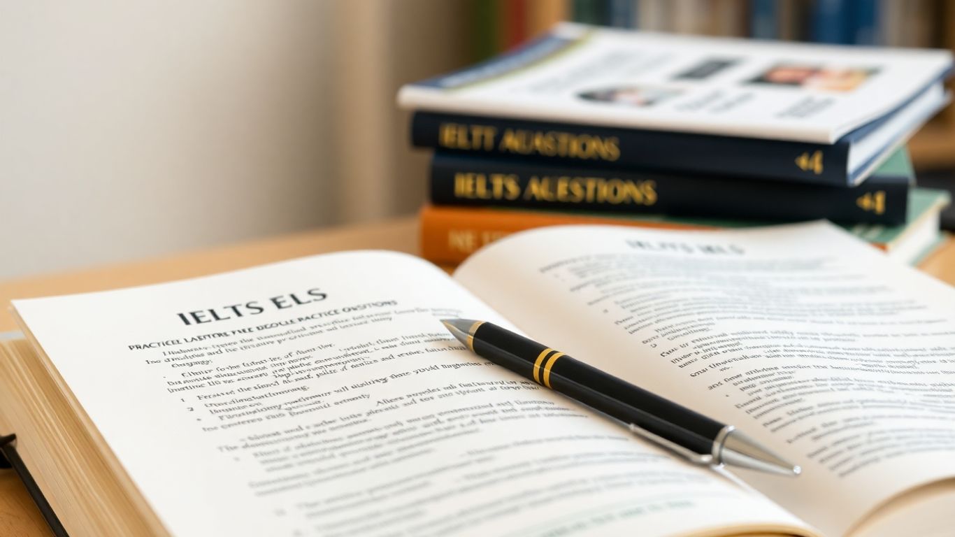 IELTS preparation books and practice materials.