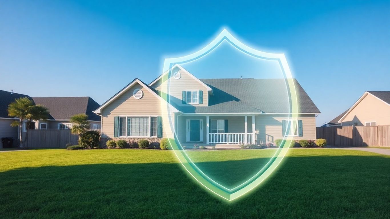 Casa protegida por un escudo de seguro.